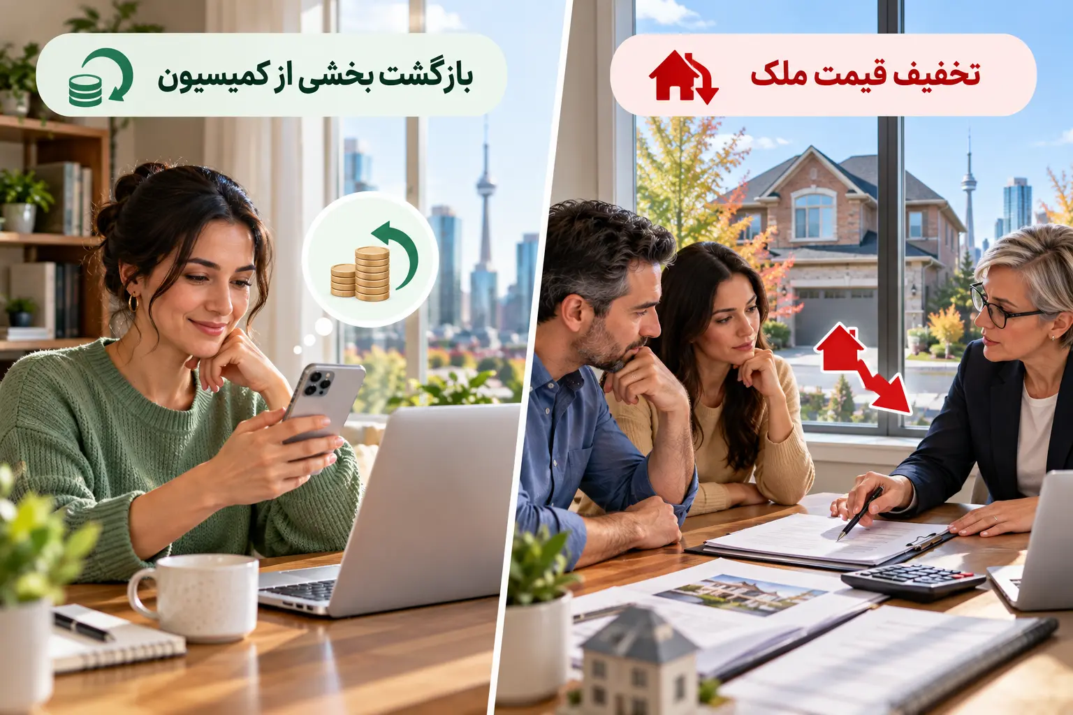 تفاوت کش بک کمیسیون مشاور املاک با تخفیف مستقیم قیمت خانه در تورنتو
