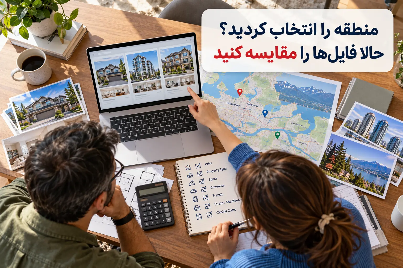 مقایسه آگهی&zwnj;های فروش خانه بعد از انتخاب منطقه در ونکوور